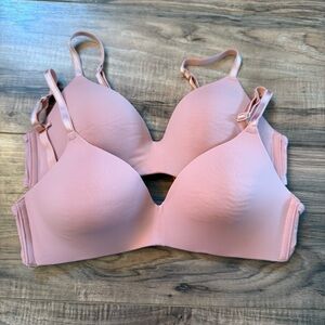 Pair of Auden Seamless Pink Wireless Bra